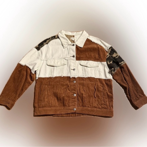 POL Camel Mix It Up Denim patch jacket NWOT - Picture 4 of 6